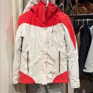 Salomon Women's Vibrant Red and White Ski Jacket